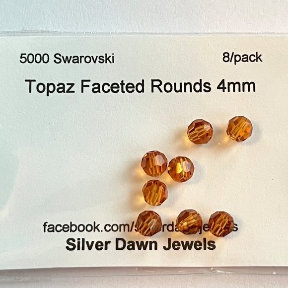 As Low As $2 4mm Topaz Swarovski Crystal Round 5000 Beads 8pcs - Picture 2 of 2
